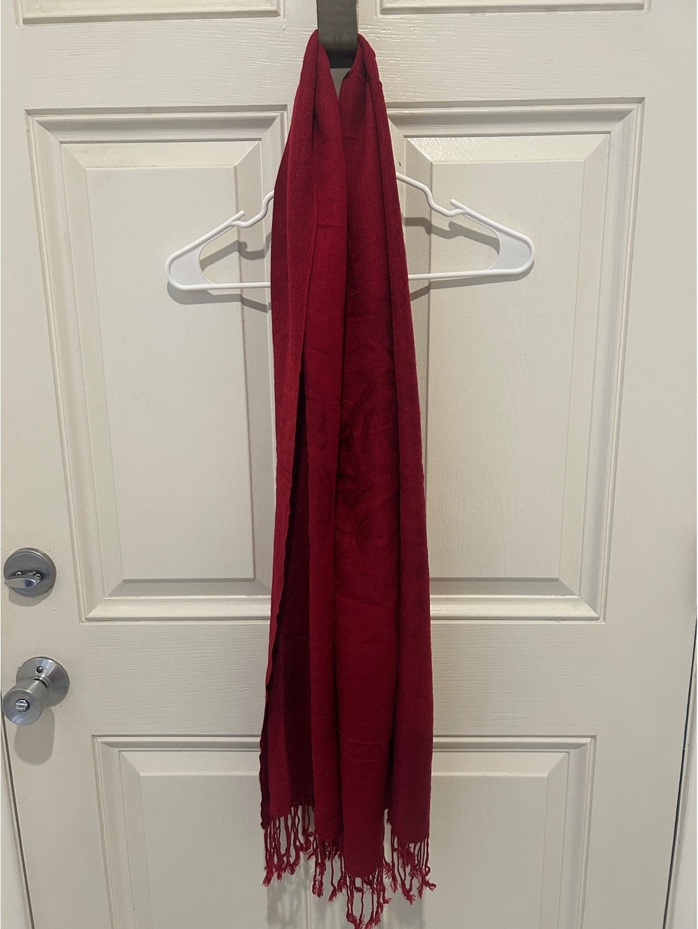 Red Paisley Pattern Shawl Wrap with Fringe